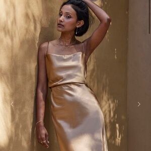 Grace Loves Lace Anya Eco Gold satin midi dress